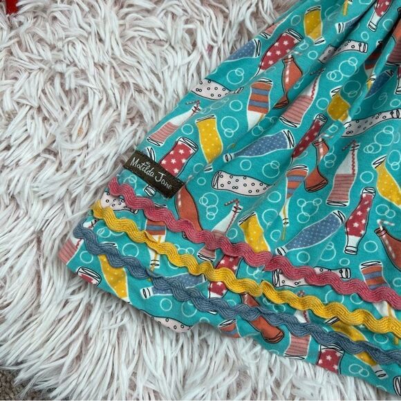Matilda Jane Wonderment Soda Pop Turquoise Pink Yellow Ric Rac Dress Girls Sz 2 - Picture 8 of 10